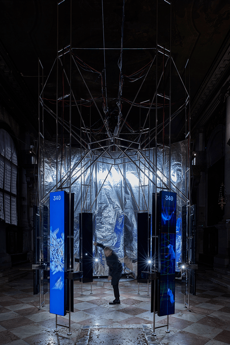 Installation view of the Lithuanian Space Agency's laboratory by Julijonas Urbonas at the Biennale Architettura 2021, Venice; Photo by Darius Petrulaitis © Courtesy of the Lithuanian Space Agency