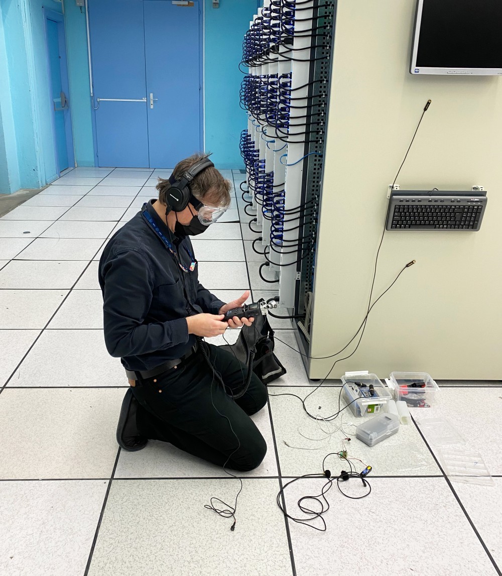 Erich Berger doing sound recording at the Data Centre