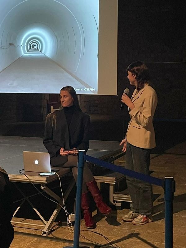Dorota Gawęda and Eglė Kulbokaitė during their presentation in the celebration event of the three-year collaboration between Arts at CERN and Barcelona